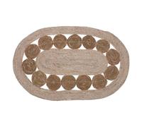 WELL HOME MOBILIARIO & DECORACIÓN Tapis Ovale en Feuille de Taupe et maïs 80 x 50 cm