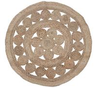 WELL HOME MOBILIARIO & DECORACIÓN Tapis Rond en Jute tressée - Design à Lignes ajourées pour décorer avec Style et Chaleur 90 cm,