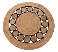 WELL HOME MOBILIARIO & DECORACIÓN Tapis Rond tressé en Jute et Coton Noir et Naturel