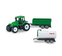WELL HOME MOBILIARIO & DECORACIÓN- Tracteur avec 2 remorques de 27 cm au Design aléatoire pour Construction ou Agriculture, WH14745, 11,2x4,7x21,5