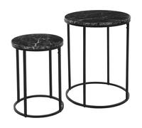 WELL HOME MOBILIARIO & DECORACIÓN Well Home Lot de 2 Tables en MDF et métal Ø30Ø40cm, Noir, 51x40x40 cm
