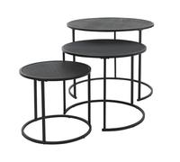 WELL HOME MOBILIARIO & DECORACIÓN Well Home Lot de 3 Tables gigognes en métal mélaminé Noir Ø35Ø45Ø55cm, 56x56x45 cm