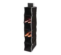 Well Home Organiseur Suspendu de Rangement avec 6 Compartiments 15 x 30 x 84 cm Noir avec Passepoil Blanc