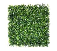 Well Home Panneau de haie Vertical Artificiel pour décoration intérieure et extérieure avec Feuilles Vertes et Fleurs Blanches 100 x 100 cm