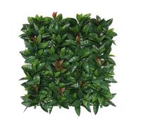 Well Home Panneau de haie Vertical Artificiel pour décoration intérieure et extérieure Feuilles Vertes réalistes avec détails Rouges 100 x 100 cm