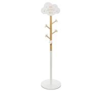Well Home - Porte-manteau pour enfant en bois avec décoration de nuage - 5 crochets blanc - Ø32 x H.135,5 cm