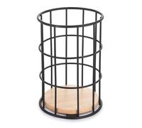 Well Home Porte-ustensiles Elie 11,5 x 16,3 cm - En acier et bois de couleur noire