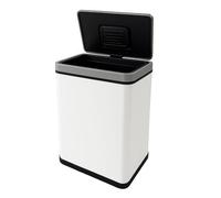 Well Home Poubelle de 50 l, couleur blanche, en acier inoxydable avec capteur automatique et filtre anti-odeur H.54 cm