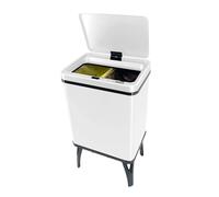 Well Home Poubelle intelligente pour recyclage avec ouverture automatique et contact manuel 15 l + 15 l 35,5 x 26 x 60 cm Blanc