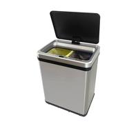 Well Home Poubelle intelligente sans pieds pour recyclage avec ouverture automatique et contact manuel 15 l + 15 l 35,5 x 26 x 60 cm Gris