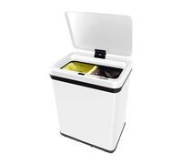 Well Home Poubelle intelligente sans pieds pour recyclage avec ouverture automatique et contact manuel 15 l + 15 l 35,5 x 26 x 60 cm Blanc