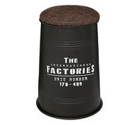 WELL HOME - Pouf bidon « Joao », métal et bois, noir