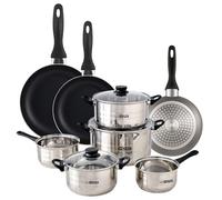 Well Home Set de batterie de cuisine de 8 pièces en acier inoxydable + 3 poêles Ø16Ø20Ø24cm Gris métallisé en aluminium pressé