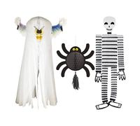 Well Home Set décoratif pour Halloween : fantôme + squelette + araignée