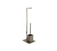 Well Home Support de Papier Toilette avec Porte-Brosse en Acier Inoxydable 22 x 18 x 70,5 cm Couleur Taupe