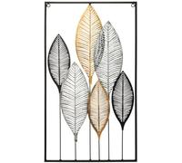 Well Home - Tableau décoratif mural feuilles en métal 37 x 65 cm - Touche naturelle et moderne pour la décoration de la maison