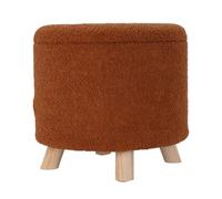 Well Home Tabouret de Rangement 100% Polyester Ø40 x 37 cm de 18 l, Couleur Marron