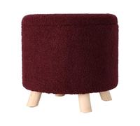 Well Home Tabouret de Rangement 100% Polyester Ø40x37cm de 18L Couleur Bourgogne