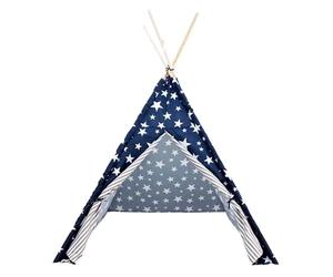 Well Home Tipi en Polyester Motif étoiles Bleu 103 x 103 x 160 cm