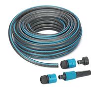 Well Home Tuyau d'eau de 20 m avec jeu de connecteurs - Polyester tressé et PVC Gris transparent