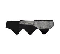 WELL - Lot de 3 Slips Trio Modal Doux - Dentelle Féminine - Viscose, Polyamide et Elasthanne, Gousset 100% Coton - Confort et Féminité - Noir - Taille 36/38