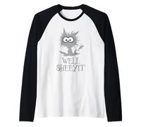 Well Sheeyit. Chat Gris Fou Amusant Bien Sheeyit Manche Raglan