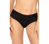 WELL - Slip Brésilien Tulle Design - Empiècements en Tulle Transparents et Nœud en Gros Grain - Maille en Microfibre Douce, Polyamide et Elasthanne, Gousset 100% Coton - Noir - Taille 46