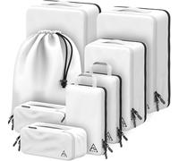Well Traveled Lot de 8/4 cubes d'emballage de compression de luxe pour voyage - Optimisez l'espace dans les bagages avec le design breveté HybridMax à double capacité, cubes d'emballage compressibles