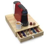 WELL WENG Tiroir à capsules de café en bambou - Boîte de rangement et d'organisation compatible avec les capsules Nespresso Original - Support avec 48 emplacements (36,8 x 29,7 x 8,1 cm)