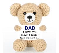 WELLBANEE Mini ours en crochet émotionnel fait à la main pour papa, Noël, de la part de sa fille, fils, cadeau d'anniversaire pour un nouveau beau-père