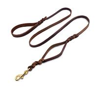 Wellbro Laisse pour Chien en Cuir à Double poignée - 1,8 cm de Large x 1,8 m de Long - Laisse de Dressage tressée avec poignée de Circulation - Contrôle Facile et Robuste