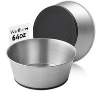 Wellbro Lot de 2 gamelles antidérapantes en Acier Inoxydable pour Chiens de Grande Taille, gamelles en métal pour Nourriture et Eau, passent au Lave-Vaisselle