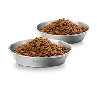 Wellbro Lot de 2 gamelles de Nourriture et d'eau en Acier Inoxydable pour Chat - Fatigue - pour Petits Chiens et Chiots