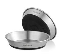 Wellbro Lot de 2 gamelles en Acier Inoxydable pour Chat - pour Nourriture et Eau - Motif Moustache et Fatigue - Antidérapantes - pour Petits Chiens, Chiots et Chats