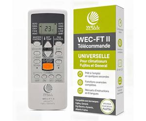 Wellclima Télécommande Universelle Compatible avec Climatiseur Fujitsu et Fuji Electric Inverter (Mod. WEC-FT II), avec 4 Vitesses (Quiet + 3 Standard), Prête à l'emploi en Quelques Secondes