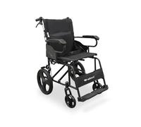 WELLCORE Fauteuil roulant de transfert pliant, châssis en acier, léger et compact, roues solides, freins à poignée, dossier pliable, largeur d'assise 46 cm, jusqu'à 100 kg.