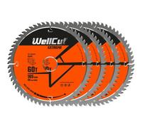 WellCut TCT Lot de 4 lames de scie plongeante, lame de scie circulaire, meuleuse d'angle 165 mm x 60 dents x 20 mm