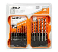 WELLCUT WC-MDB15 Lot de 15 forets de maçonnerie 3 mm à 10 mm pour forer dans le béton, la brique