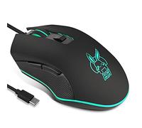 WELLDOER Souris de jeu USB C réglable DPI 800-2400 pour PC ordinateur portable pour bureau lapin USB C LED