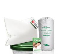 Welldora - Oreiller 40x60 cm Haut de Gamme - Plumes et Duvet 100% Naturels - Oreiller Ergonomique Cervical Optimisé à Trois Chambres - Coussin Mi-Ferme Testé Médicalement et Certifié Oeko-Tex