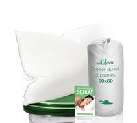 Welldora - Oreiller 50x80 cm Haut de Gamme - Plumes et Duvet 100% Naturels - Oreiller Ergonomique Cervical Optimisé à Trois Chambres - Coussin Mi-Ferme Testé Médicalement et Certifié Oeko-Tex