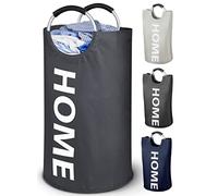 WELLENBORG® Panier à linge pliable noir grand double fond - Panier à linge étanche - Grand panier pliable - Sac à linge sale - Sac à linge - Sac à linge - Panier à linge - Panier à linge - Panier à