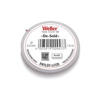 Weller T0051301199 Tresse à dessouder | Bobine de 1,6 m | Largeur 2,0 mm | Tresse en cuivre imprégnée de Flux | Enlèvement Rapide et Propre de l'étain à souder | pour électronique et réparation de