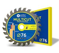 WELLERWERKZEUGE I Profi MULTICUT Lame de scie 76 x 10 mm 24 dents pour bois, plastique et aluminium Convient pour scie circulaire sans fil 12 V 10,8 V