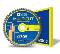 WELLERWERKZEUGE Lame de scie circulaire professionnelle Multicut - 305 x 30 + 25 mm - 60 dents - Pour bois, plastique, aluminium - Convient pour scie circulaire sans fil - Pour Makita Bosch Dewalt