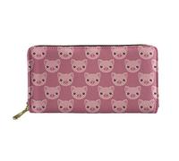 WELLFLYHOM Grand portefeuille en cuir avec fermeture éclair autour du porte-cartes pour femme, Cochon de dessin animé rose, Large, Portefeuille de voyage