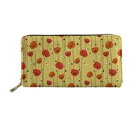 WELLFLYHOM Grand portefeuille en cuir avec fermeture éclair autour du porte-cartes pour femme, Fleurs sauvages., L