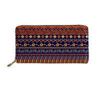 WELLFLYHOM Grand portefeuille en cuir avec fermeture éclair autour du porte-cartes pour femme, Hippie Bohème, Large, Portefeuille de voyage