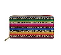 WELLFLYHOM Grand portefeuille en cuir avec fermeture éclair autour du porte-cartes pour femme, Imprimé léopard arc-en-ciel., Large, Portefeuille de voyage