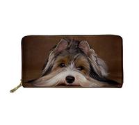 WELLFLYHOM Grand portefeuille en cuir avec fermeture éclair autour du porte-cartes pour femme, Yorkshire Terrier., Large, Portefeuille de voyage